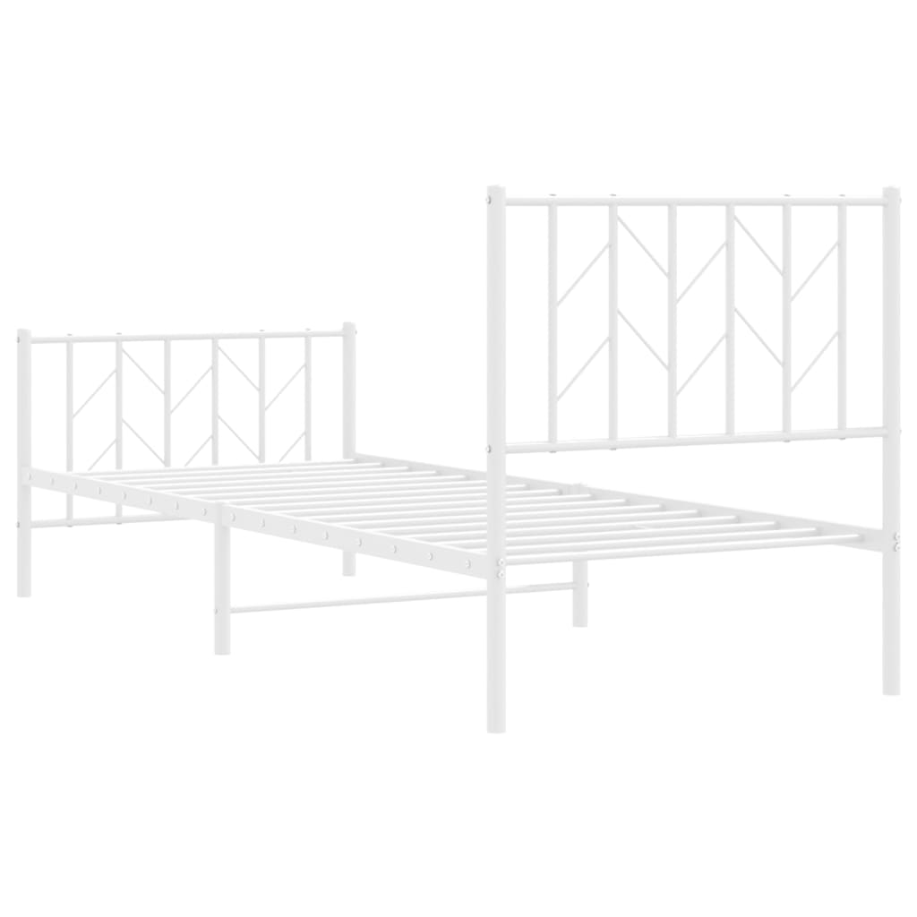 Metalni okvir kreveta s uzglavljem i podnožjem bijeli 80x200 cm