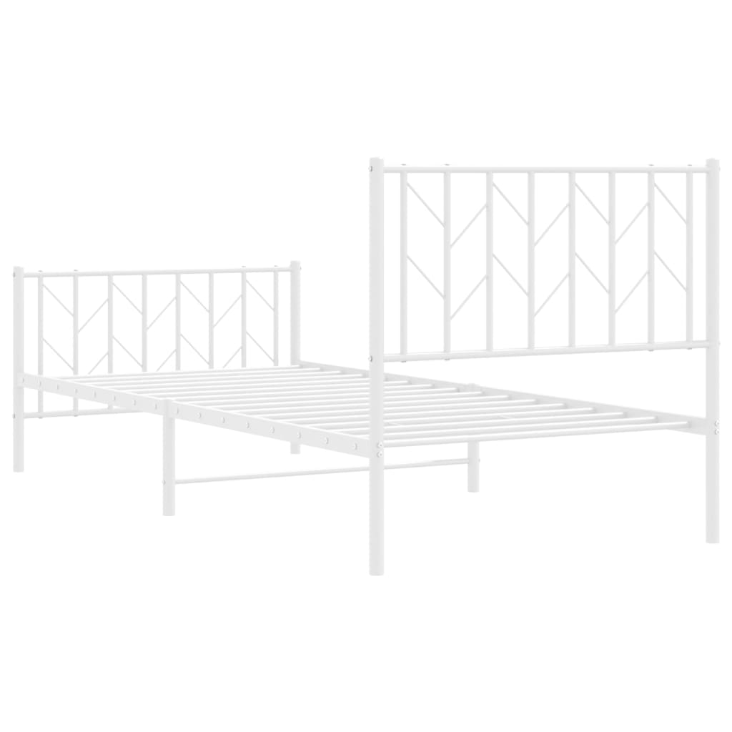 Metalni okvir kreveta s uzglavljem i podnožjem bijeli 90x200 cm