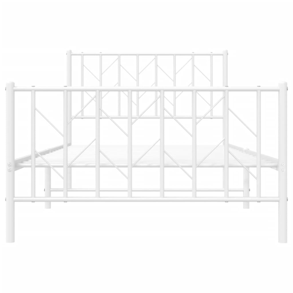 Metalni okvir kreveta s uzglavljem i podnožjem bijeli 100x190cm