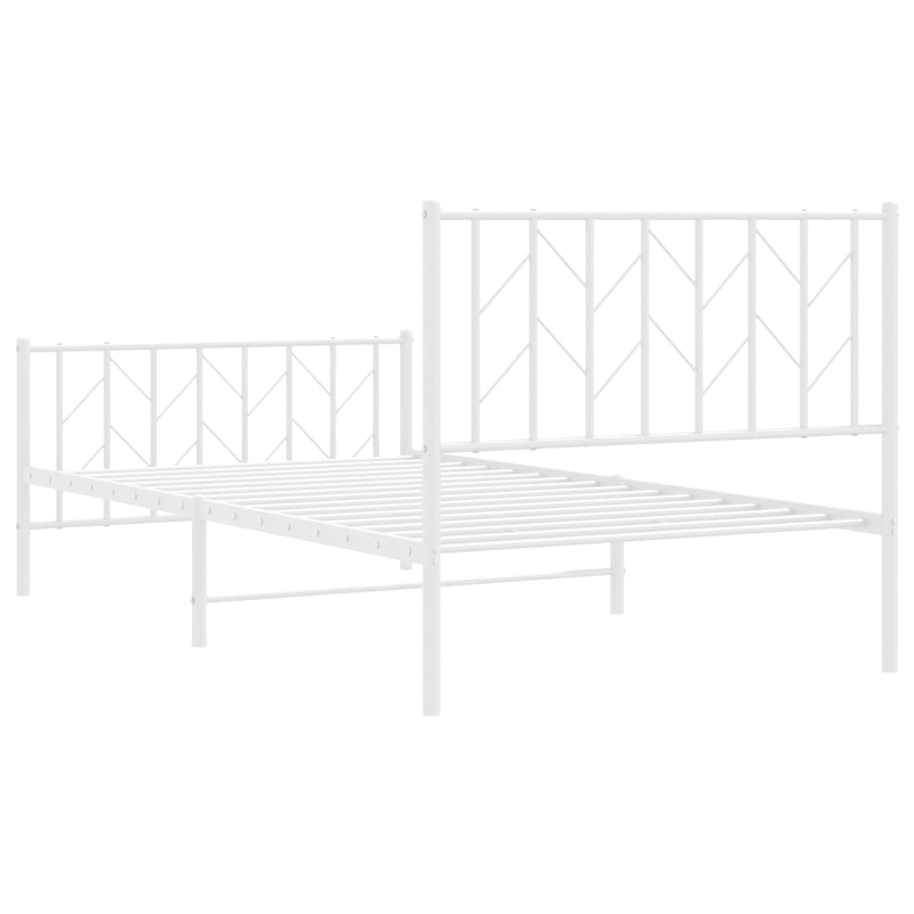 Metalni okvir kreveta s uzglavljem i podnožjem bijeli 100x190cm