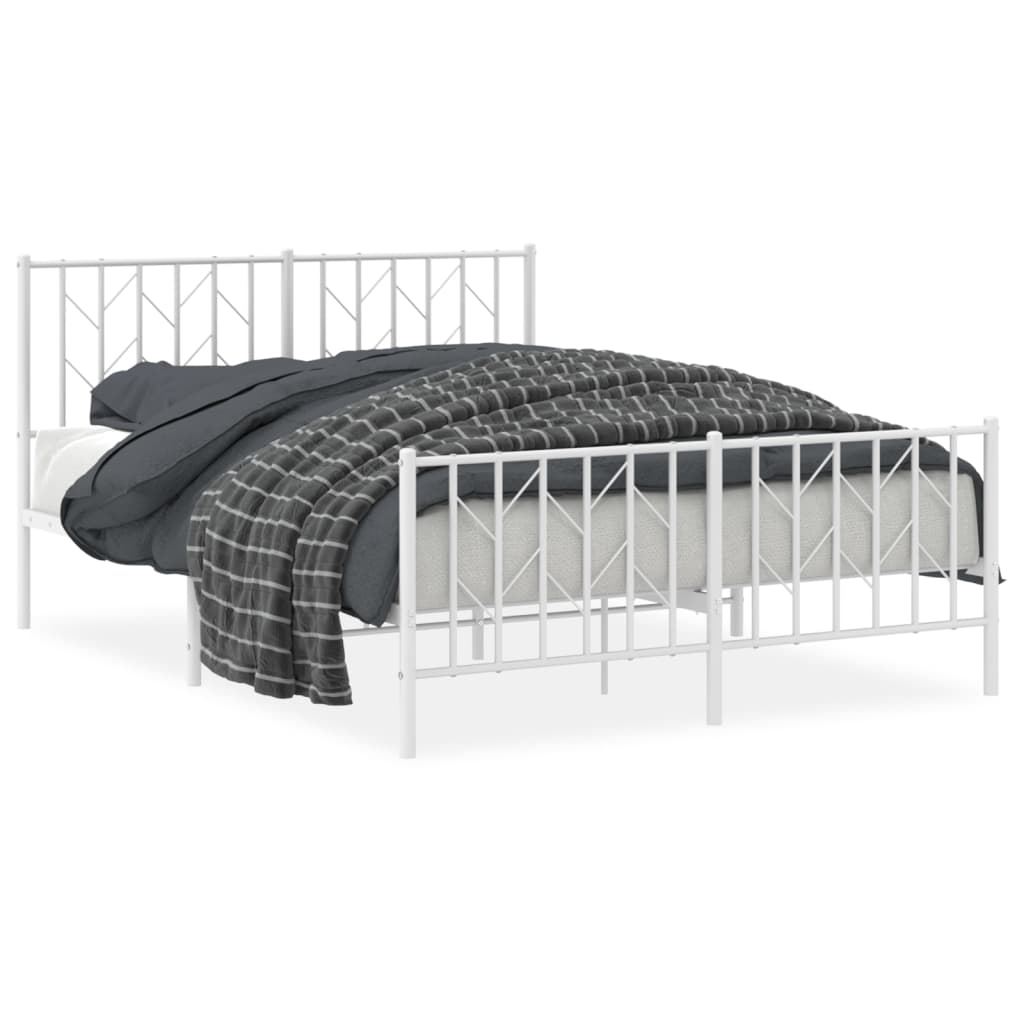 Metalni okvir kreveta uzglavlje i podnožje bijeli 135 x 190 cm