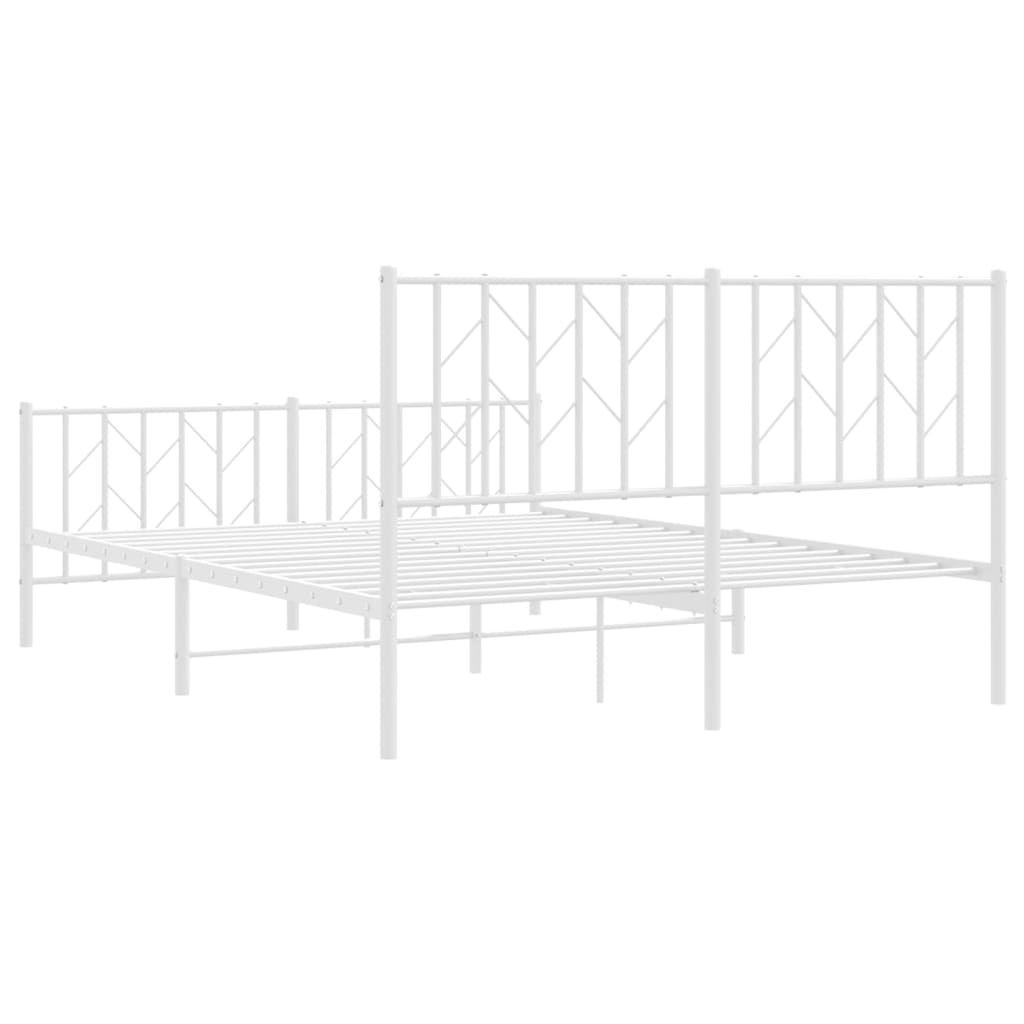 Metalni okvir kreveta uzglavlje i podnožje bijeli 135 x 190 cm