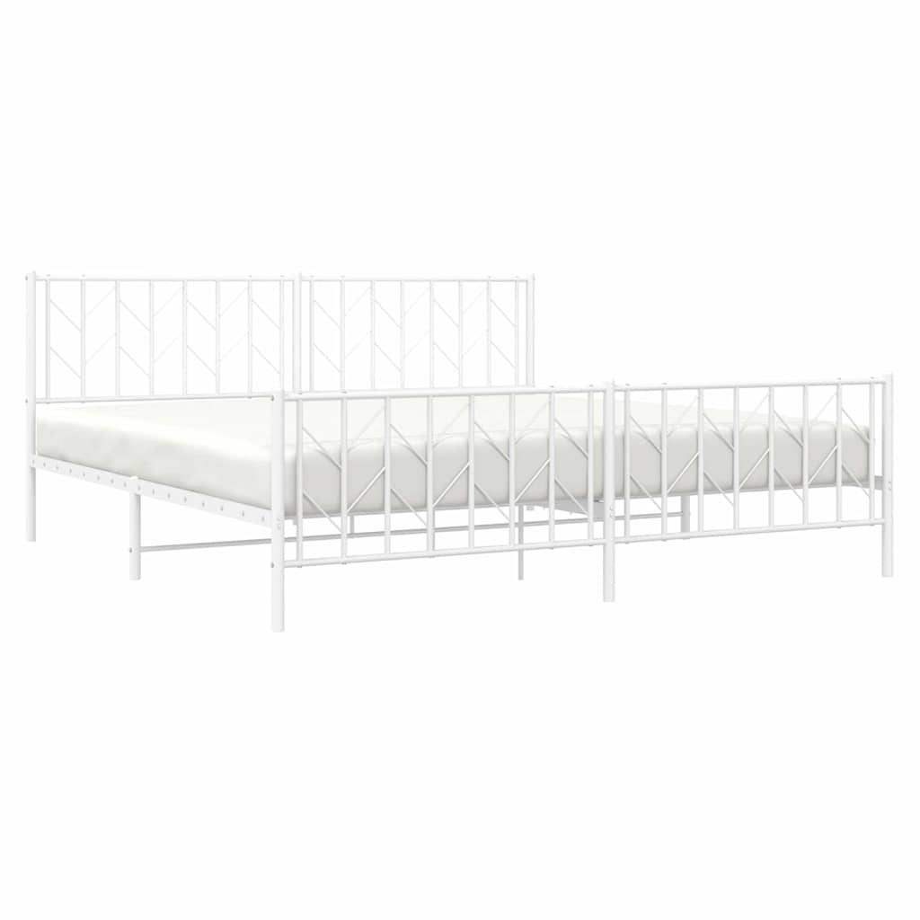 Metalni okvir kreveta uzglavlje i podnožje bijeli 193 x 203 cm