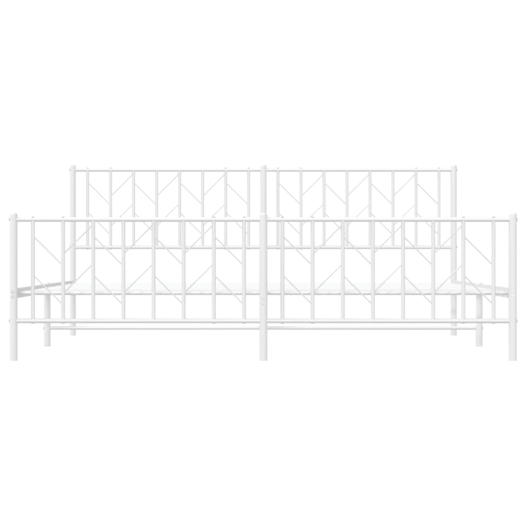 Metalni okvir kreveta uzglavlje i podnožje bijeli 200 x 200 cm