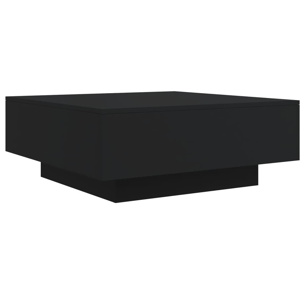 Stolić za kavu s LED svjetlima crni 80x80x31 cm