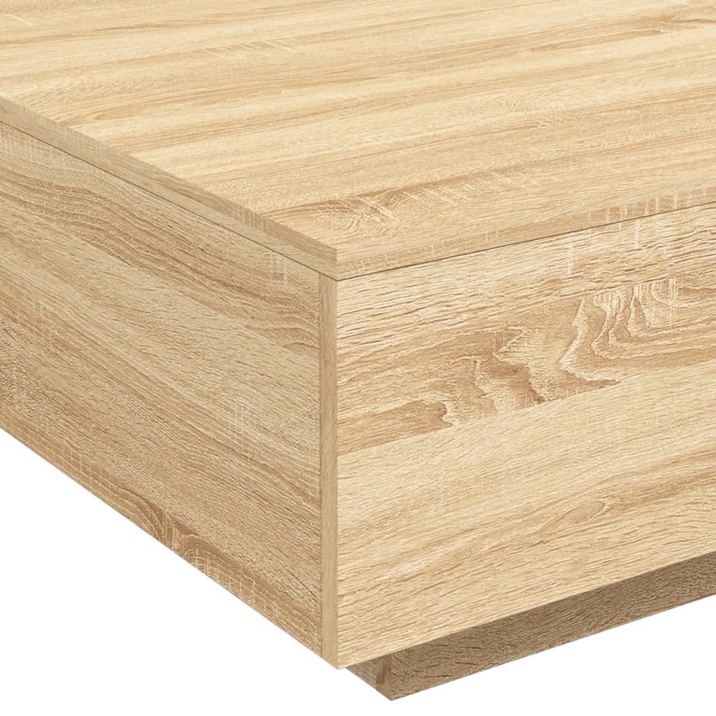 Stolić za kavu s LED svjetlima boja hrasta sonome 80x80x31 cm