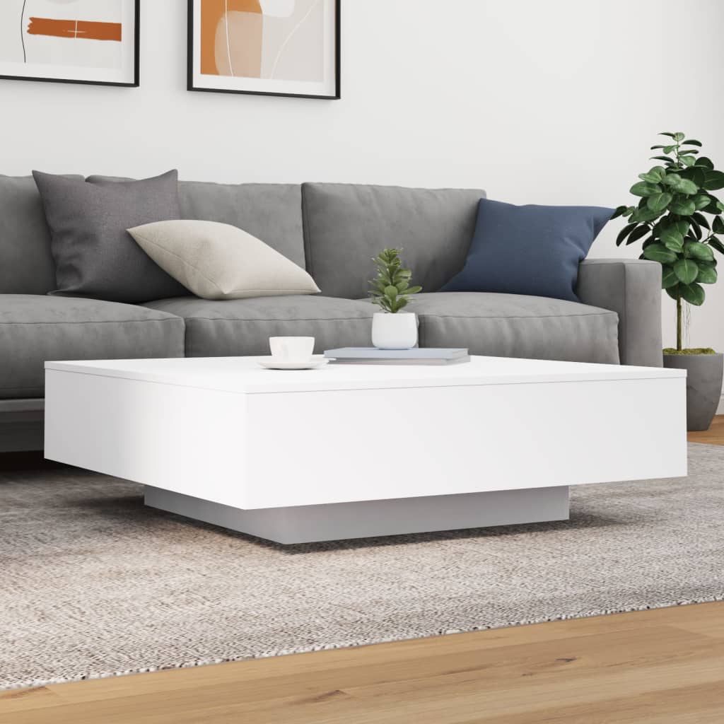 Stolić za kavu s LED svjetlima bijeli 100x100x31 cm