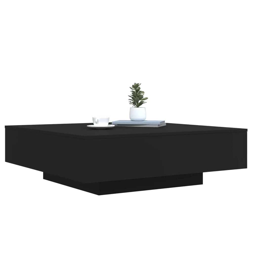 Stolić za kavu s LED svjetlima crni 100x100x31 cm