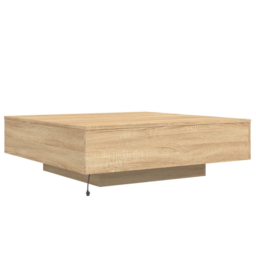 Stolić za kavu s LED svjetlima boja hrasta sonome 100x100x31 cm
