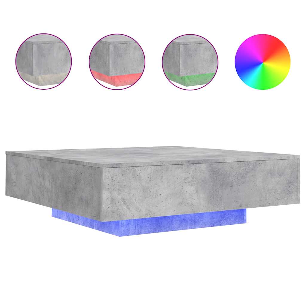 Stolić za kavu s LED svjetlima sivi boja betona 100x100x31 cm