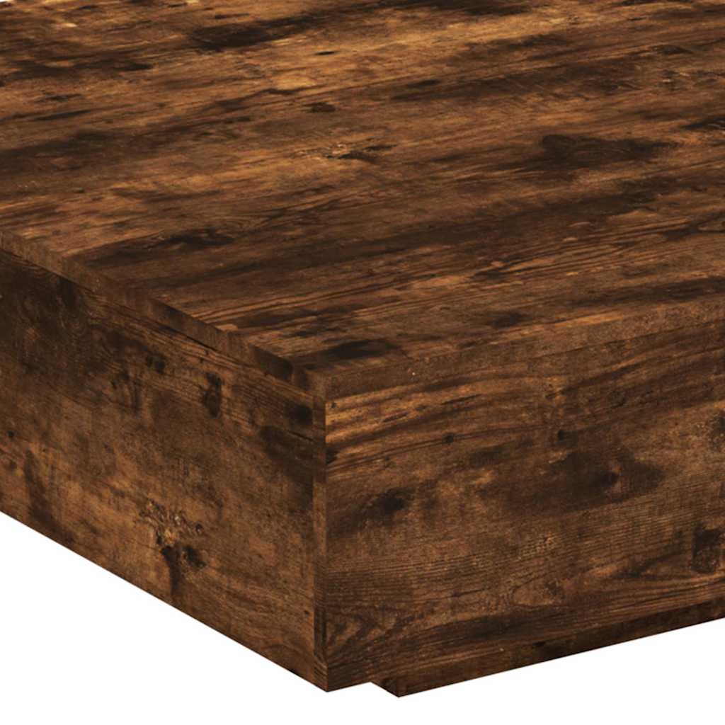 Stolić za kavu s LED svjetlima boja hrasta 100x100x31 cm