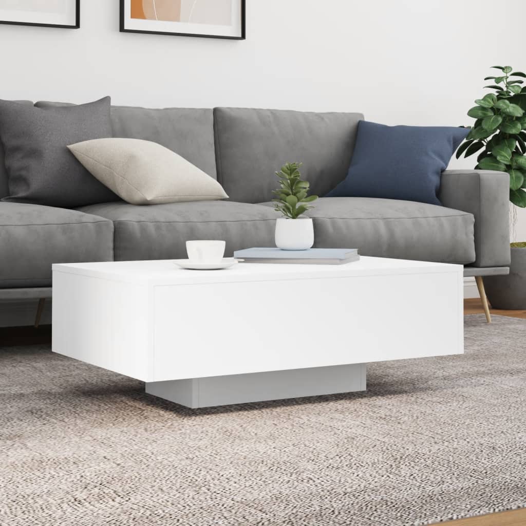 Stolić za kavu s LED svjetlima bijeli 85x55x31 cm