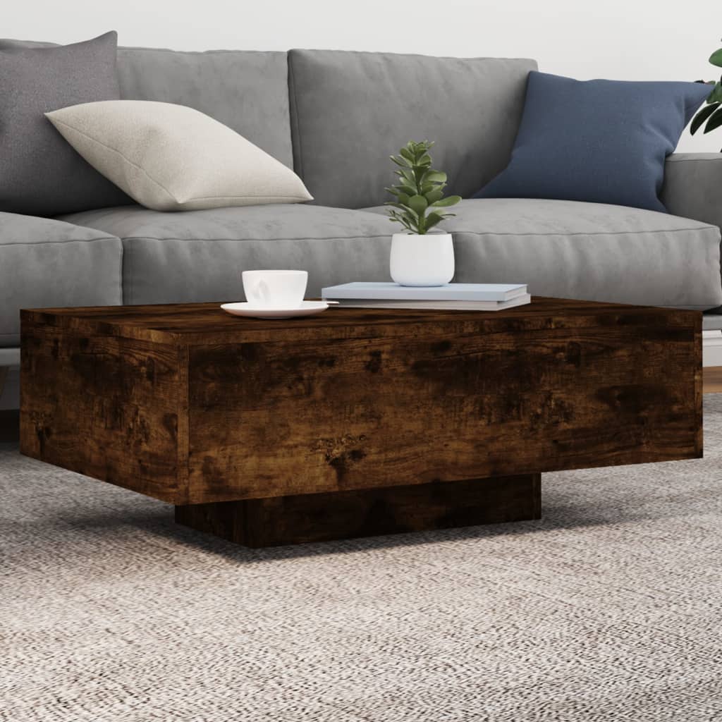 Stolić za kavu s LED svjetlima boja dimljenog hrasta 85x55x31cm
