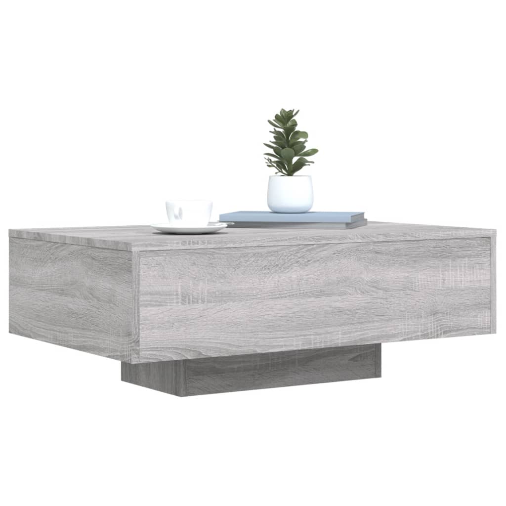 Stolić za kavu s LED svjetlima siva boja hrasta 85x55x31 cm