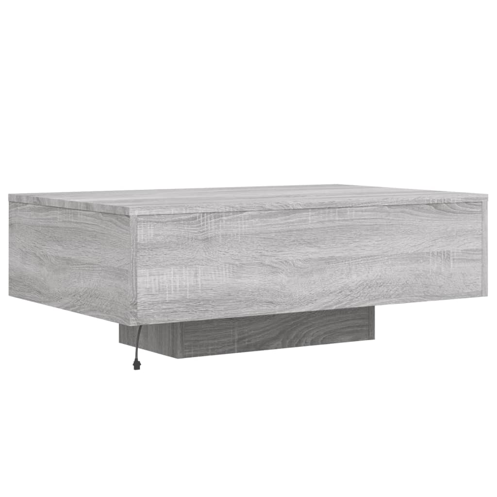 Stolić za kavu s LED svjetlima siva boja hrasta 85x55x31 cm