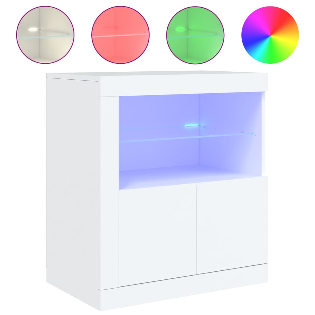 Komoda s LED svjetlima bijela 60,5 x 37 x 67 cm