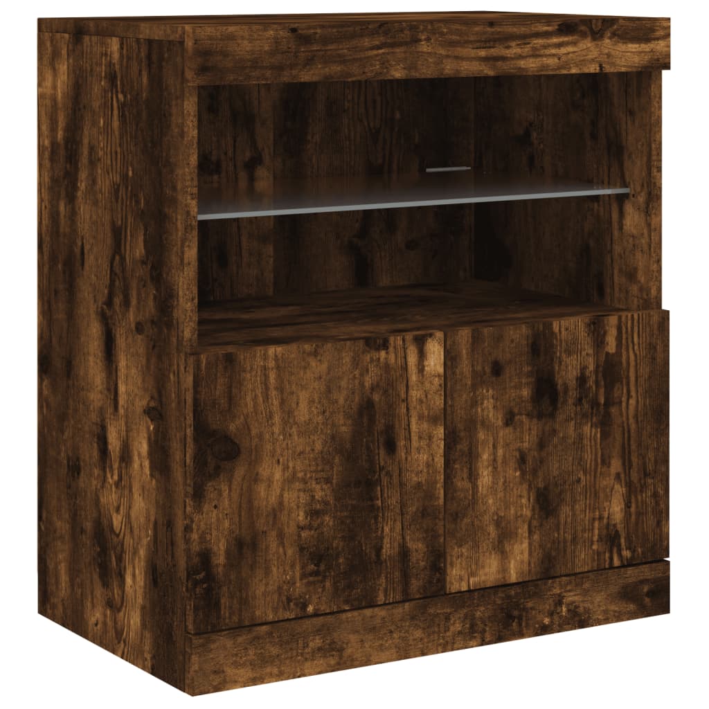 Komoda s LED svjetlima boja dimljenog hrasta 60x37x67 cm