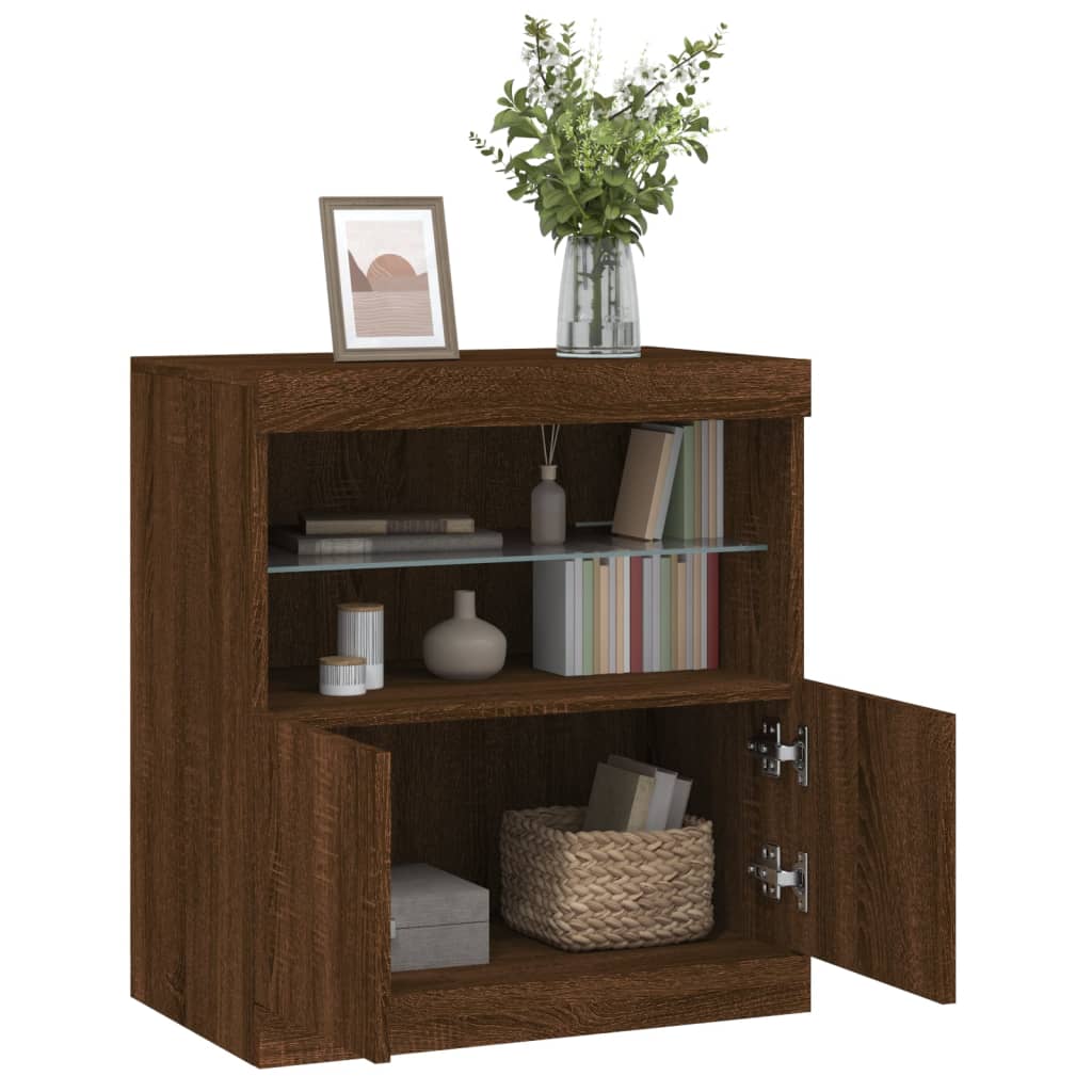 Komoda s LED svjetlima smeđa boja hrasta 60x37x67 cm
