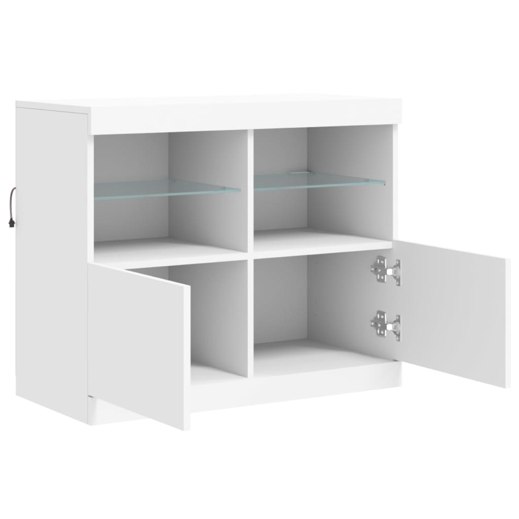Komoda s LED svjetlima bijela 81x37x67 cm