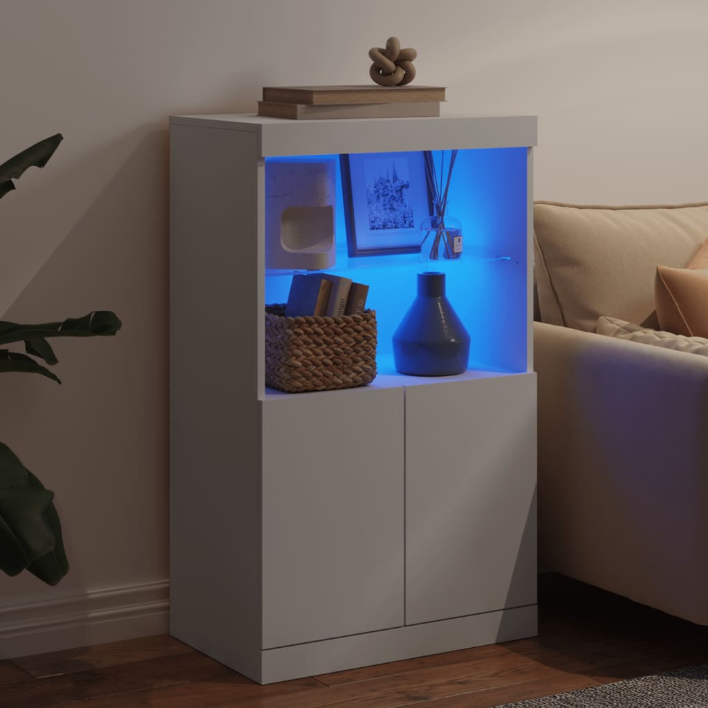 Komoda s LED svjetlima bijela 60,5x37x100 cm