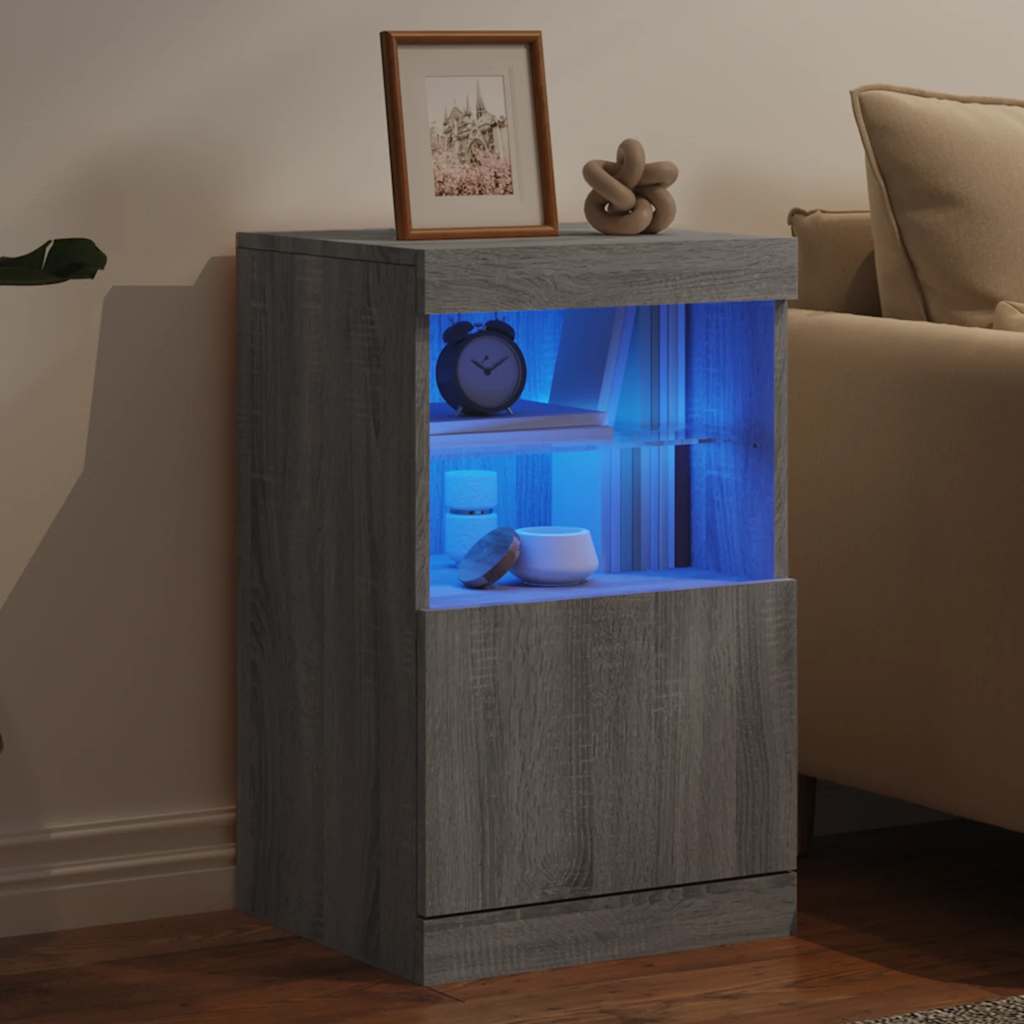 Komoda s LED svjetlima boja sivog hrasta 41 x 37 x 67 cm