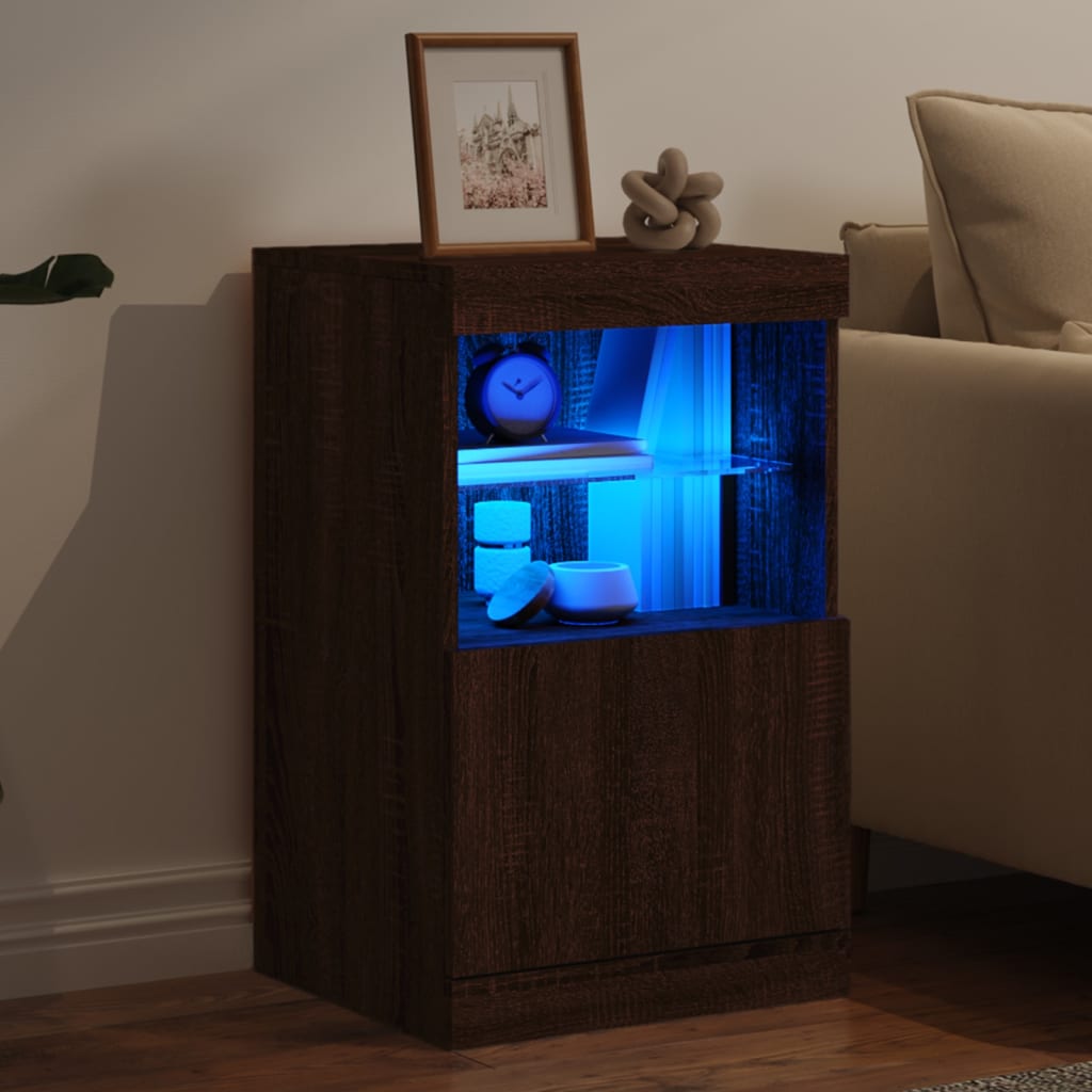 Komoda s LED svjetlima boja hrasta 41x37x67 cm
