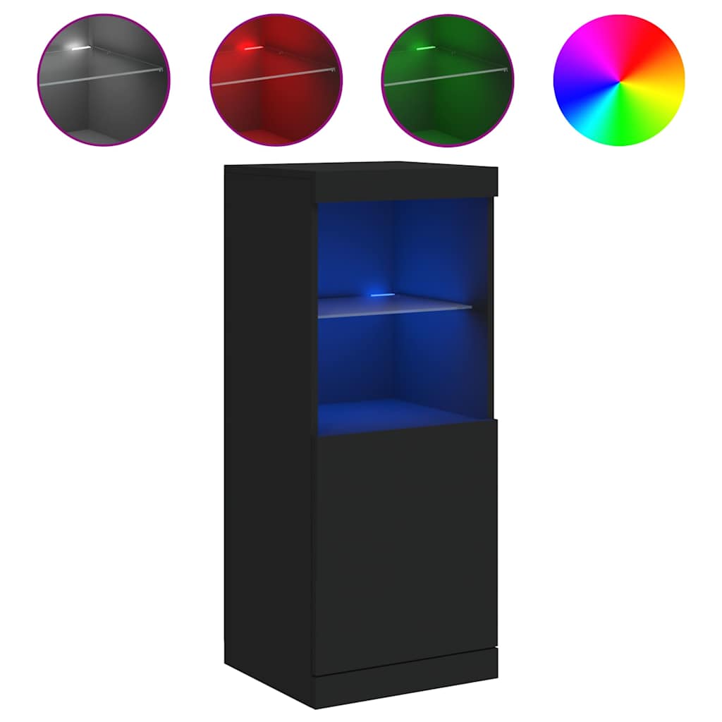 Komoda s LED svjetlima crna 41x37x100 cm