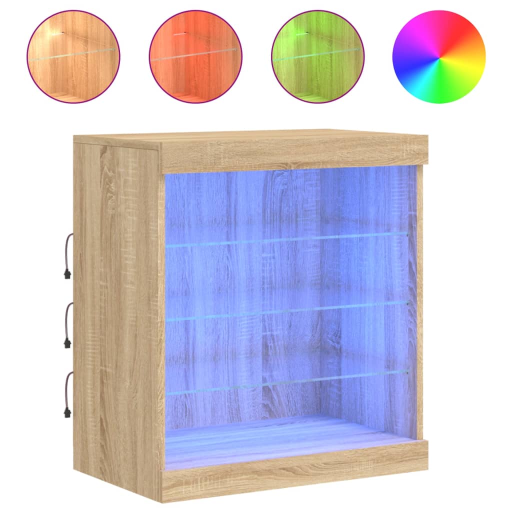 Komoda s LED svjetlima boja hrasta sonome 60,5x37x67 cm