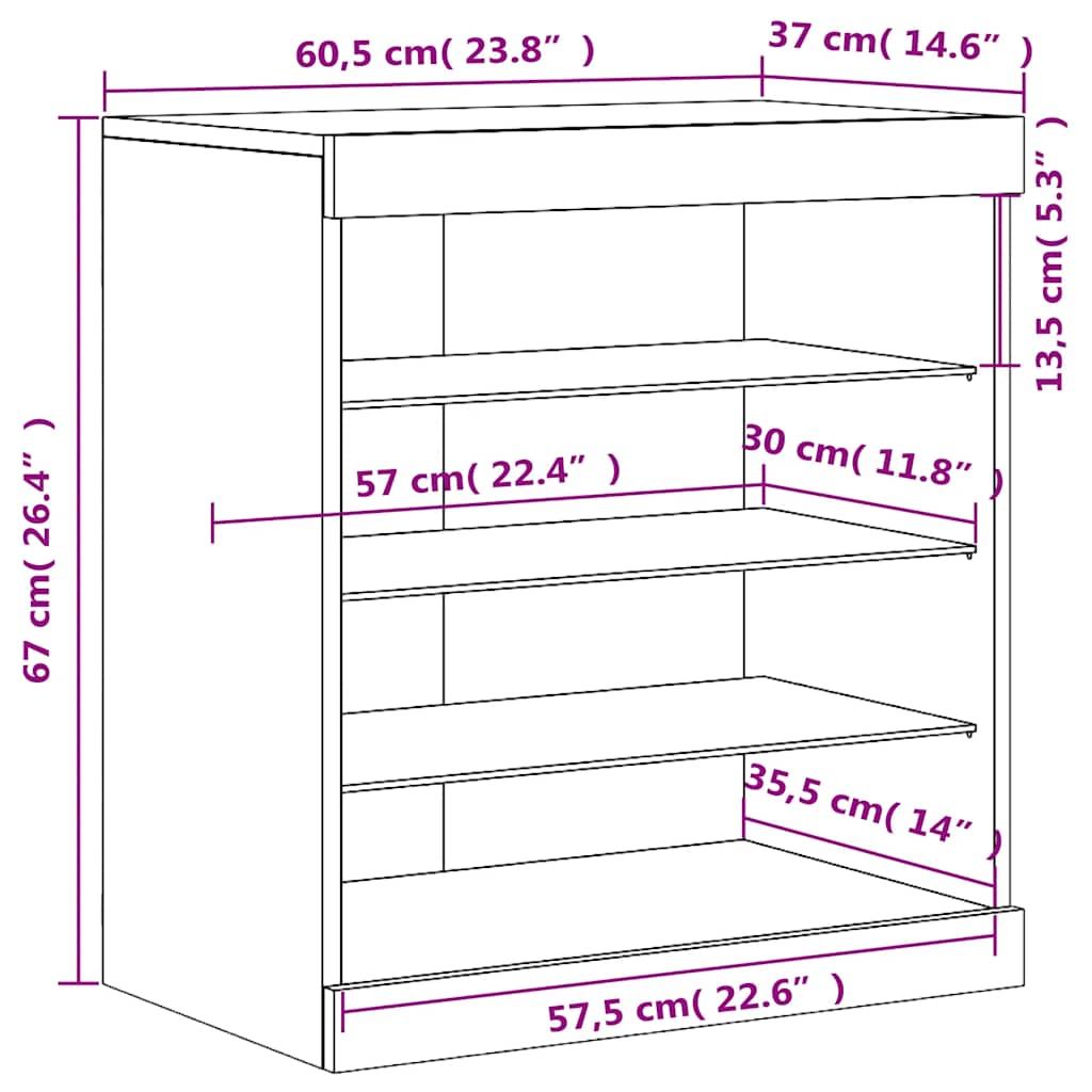 Komoda s LED svjetlima siva boja betona 60,5x37x67 cm