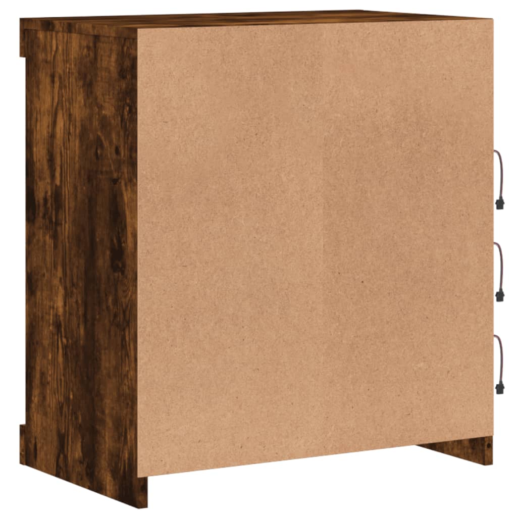 Komoda s LED svjetlima boja dimljenog hrasta 60,5x37x67 cm