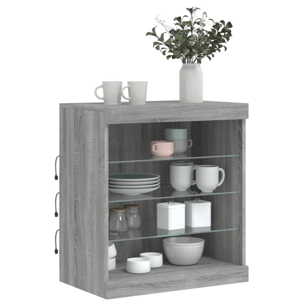 Komoda s LED svjetlima boja sivog hrasta 60,5x37x67 cm
