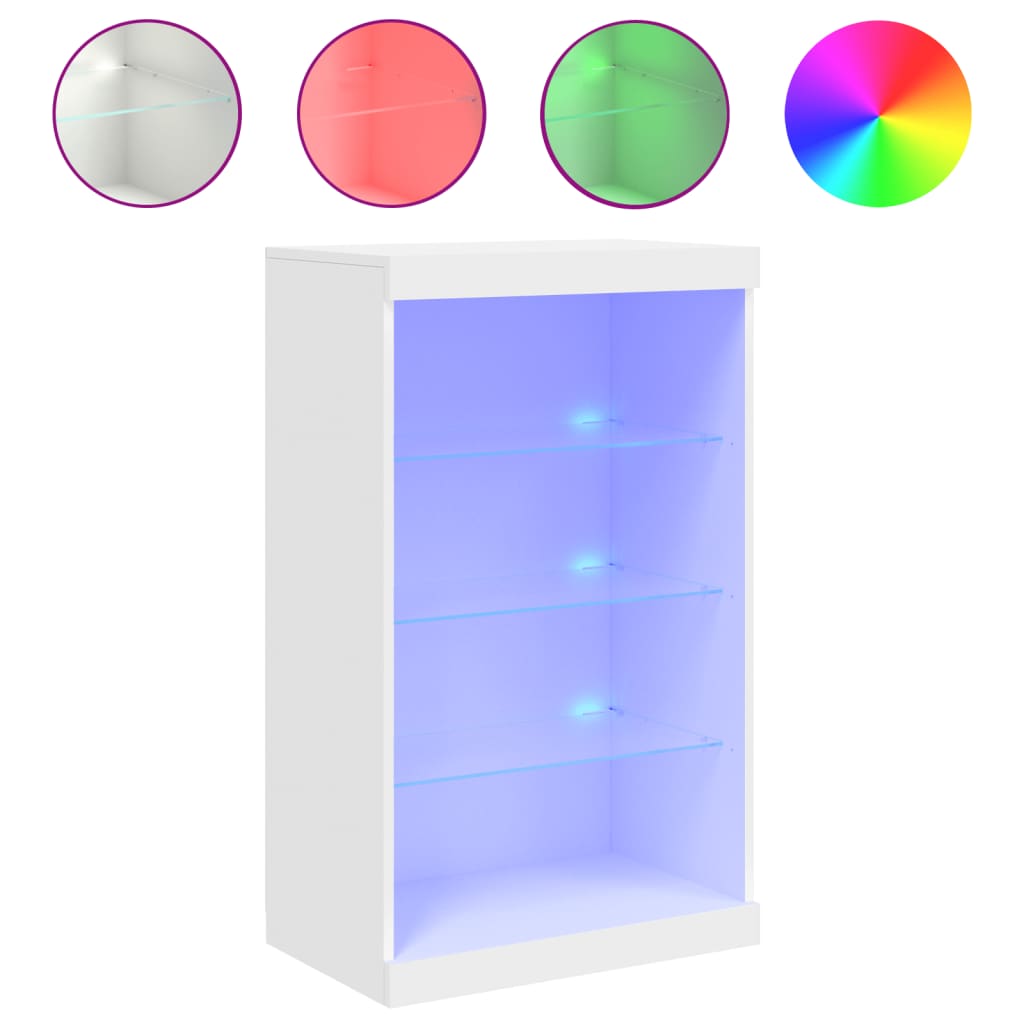 Komoda s LED svjetlima bijela 60,5x37x100 cm