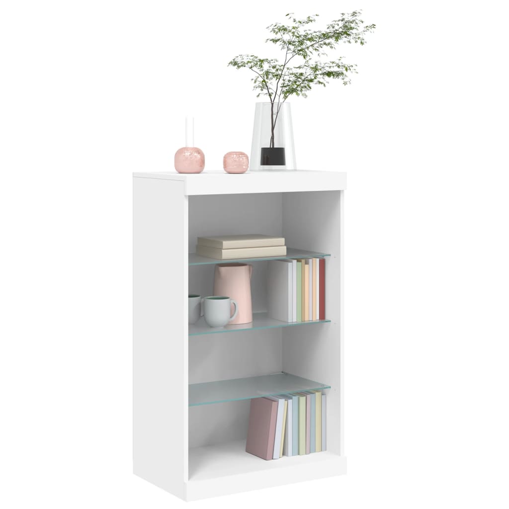 Komoda s LED svjetlima bijela 60,5x37x100 cm