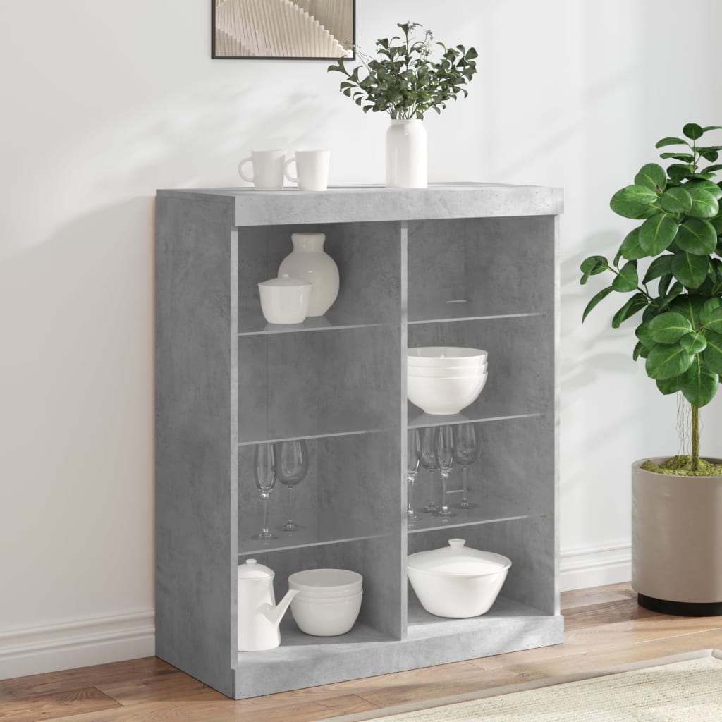 Komoda s LED svjetlima siva boja betona 81x37x100 cm