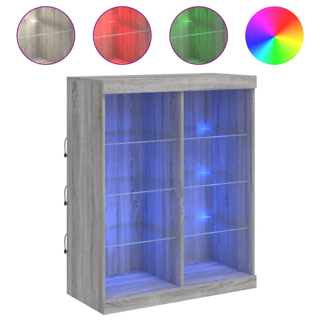 Komoda s LED svjetlima boja sivog hrasta 81x37x100 cm
