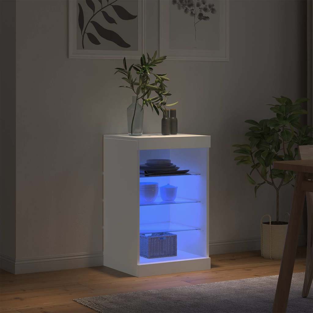 Komoda s LED svjetlima bijela 41x37x67 cm