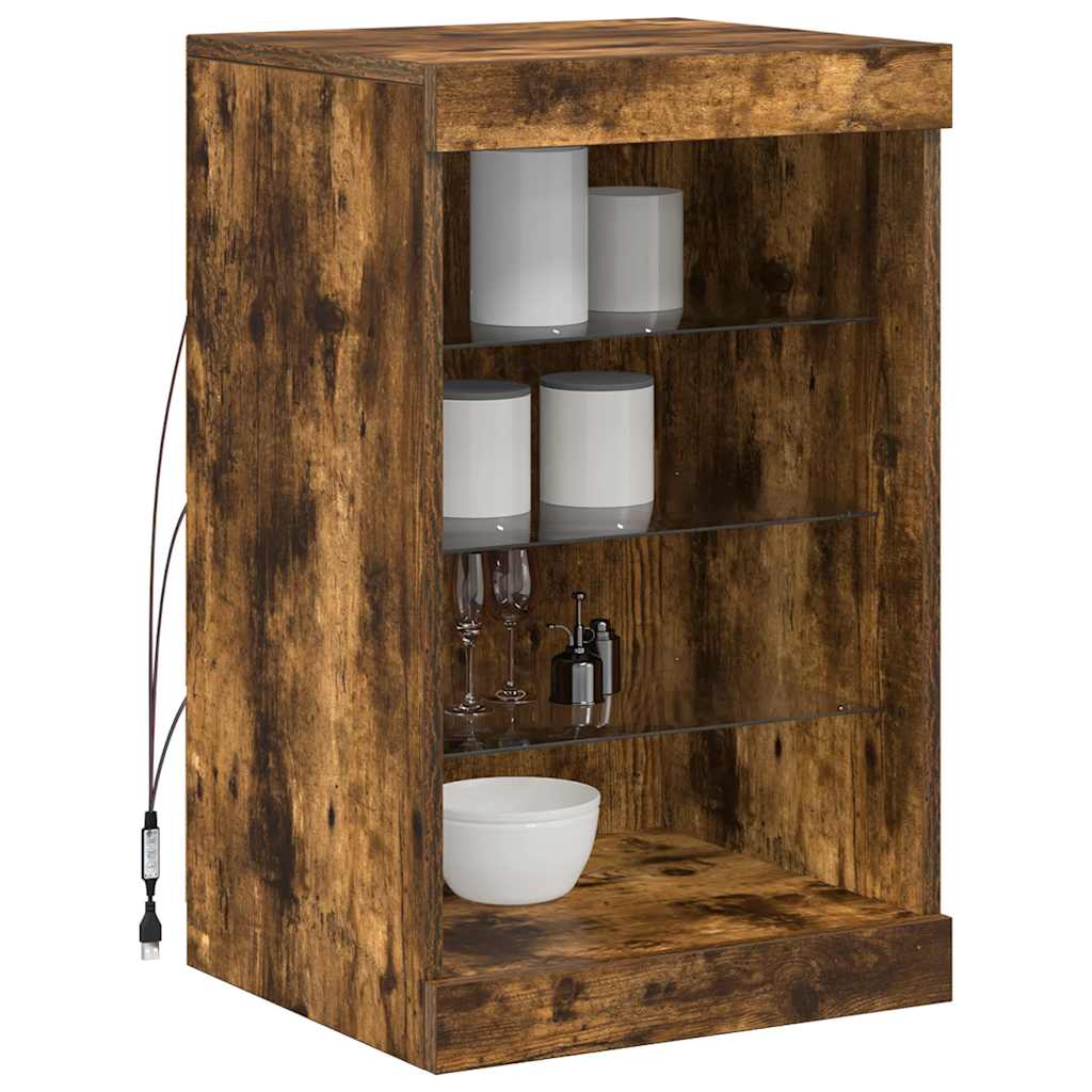Komoda s LED svjetlima boja dimljenog hrasta 41x37x67 cm