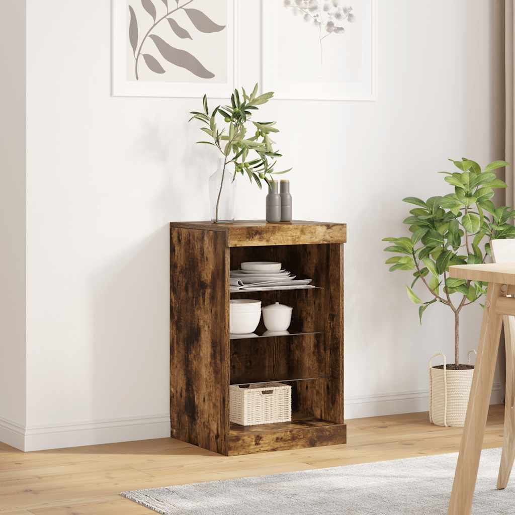 Komoda s LED svjetlima boja dimljenog hrasta 41x37x67 cm
