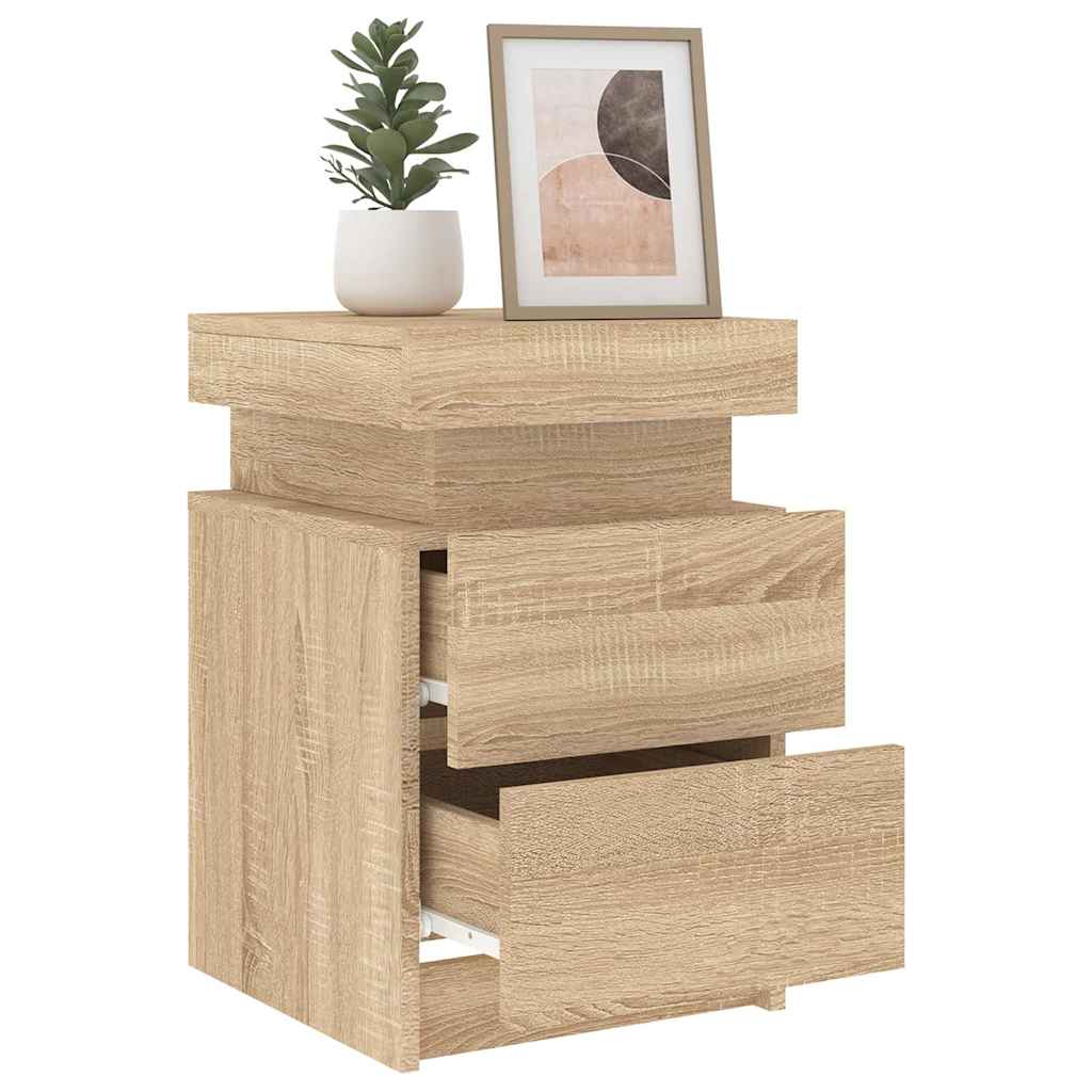 Noćni ormarići s LED svjetlima 2 kom boja hrasta 35x39x55 cm