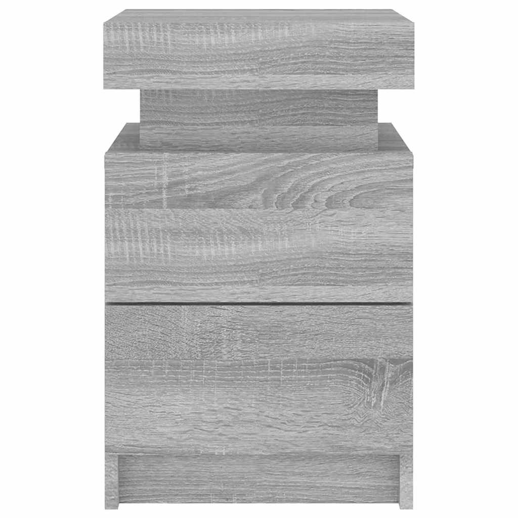 Noćni ormarić s LED svjetlima siva boja hrasta 35x39x55 cm
