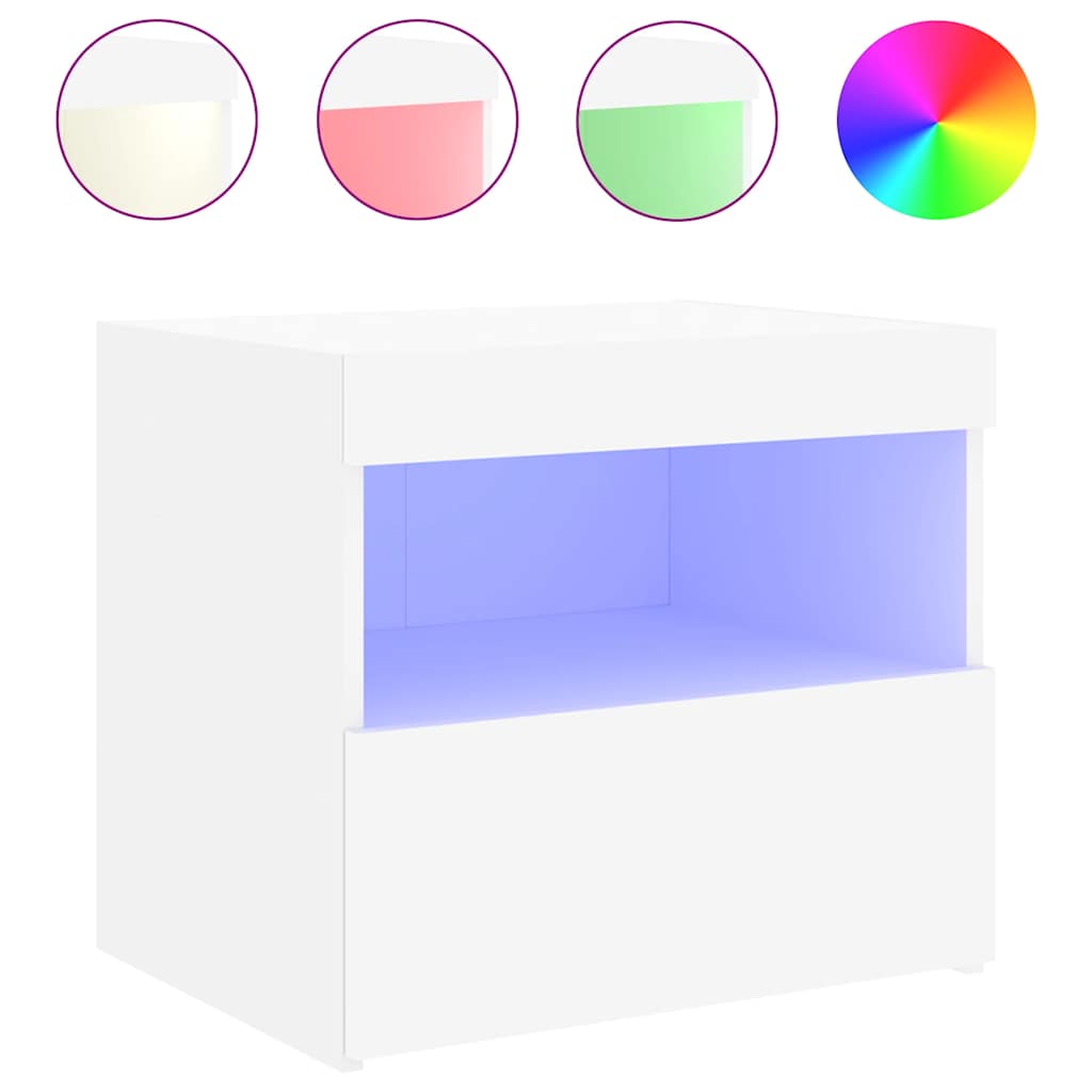 Noćni ormarići s LED svjetlima 2 kom bijeli 50 x 40 x 45 cm