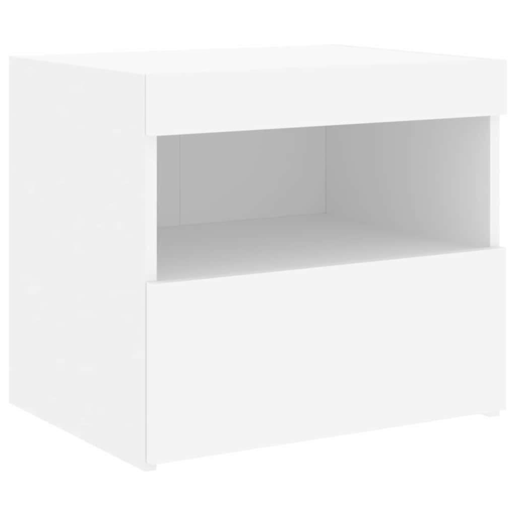 Noćni ormarići s LED svjetlima 2 kom bijeli 50 x 40 x 45 cm