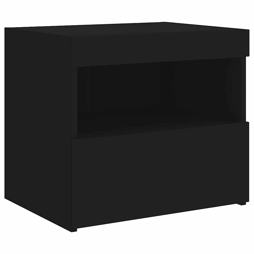 Noćni ormarići s LED svjetlima 2 kom crni 50 x 40 x 45 cm
