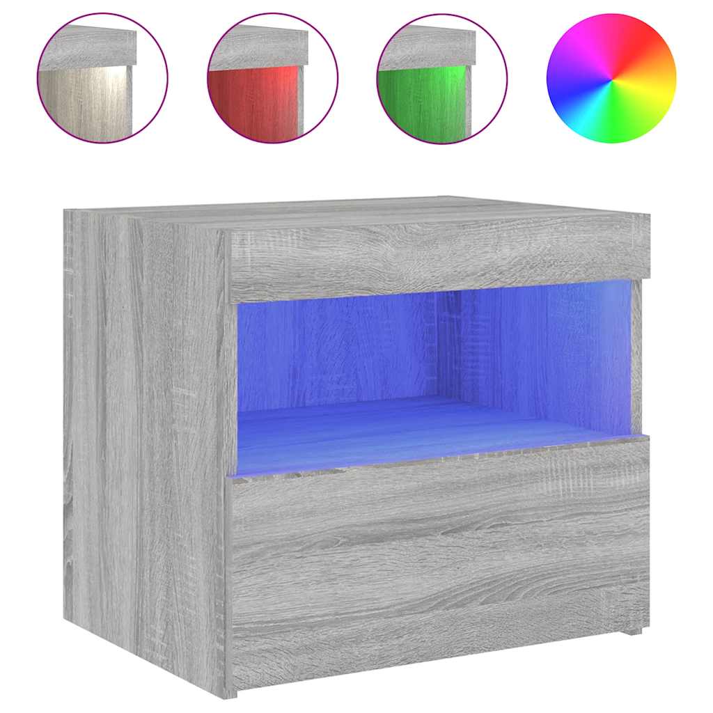 Noćni ormarići s LED svjetlima 2 kom boja hrasta 50x40x45 cm