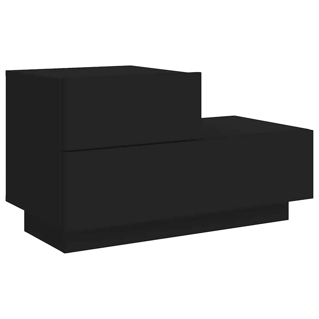 Noćni ormarić s LED svjetlima crni 70 x 36 x 40,5 cm