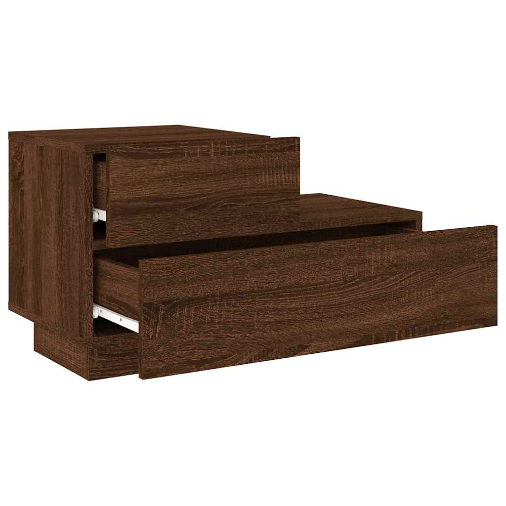 Noćni ormarić s LED svjetlima boja smeđeg hrasta 70x36x40,5 cm