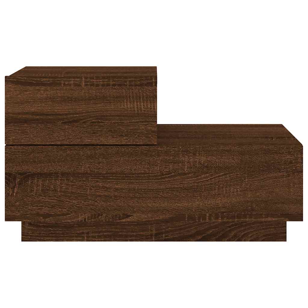 Noćni ormarić s LED svjetlima boja smeđeg hrasta 70x36x40,5 cm
