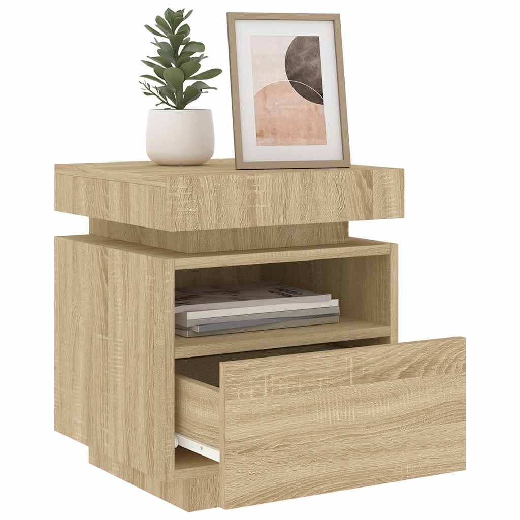 Noćni ormarić s LED svjetlima boja hrasta sonome 40x39x48,5 cm
