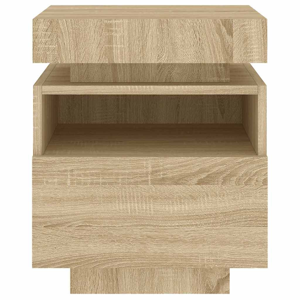 Noćni ormarić s LED svjetlima boja hrasta sonome 40x39x48,5 cm