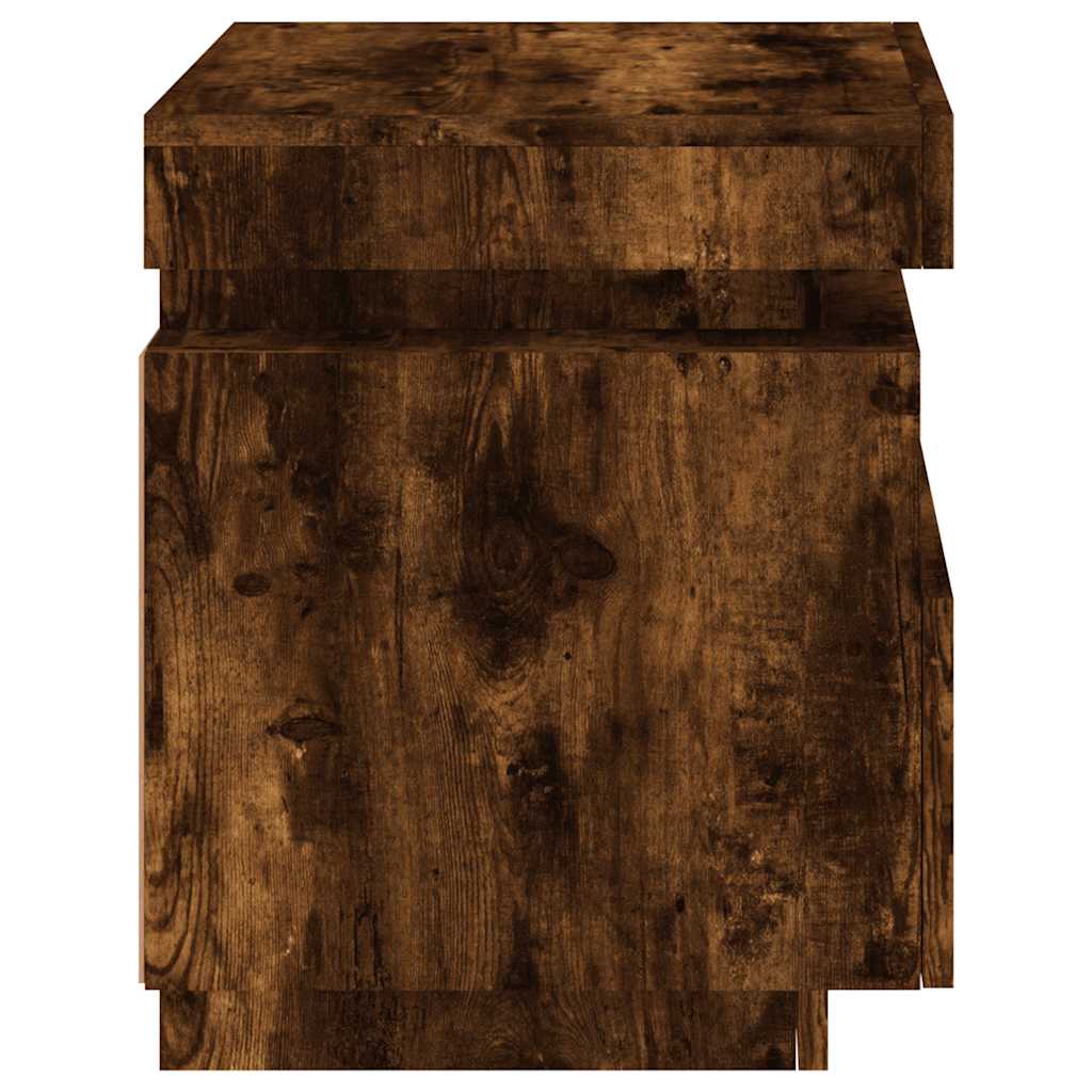 Noćni ormarić s LED svjetlima boja dimljenog hrasta 40x39x48,5